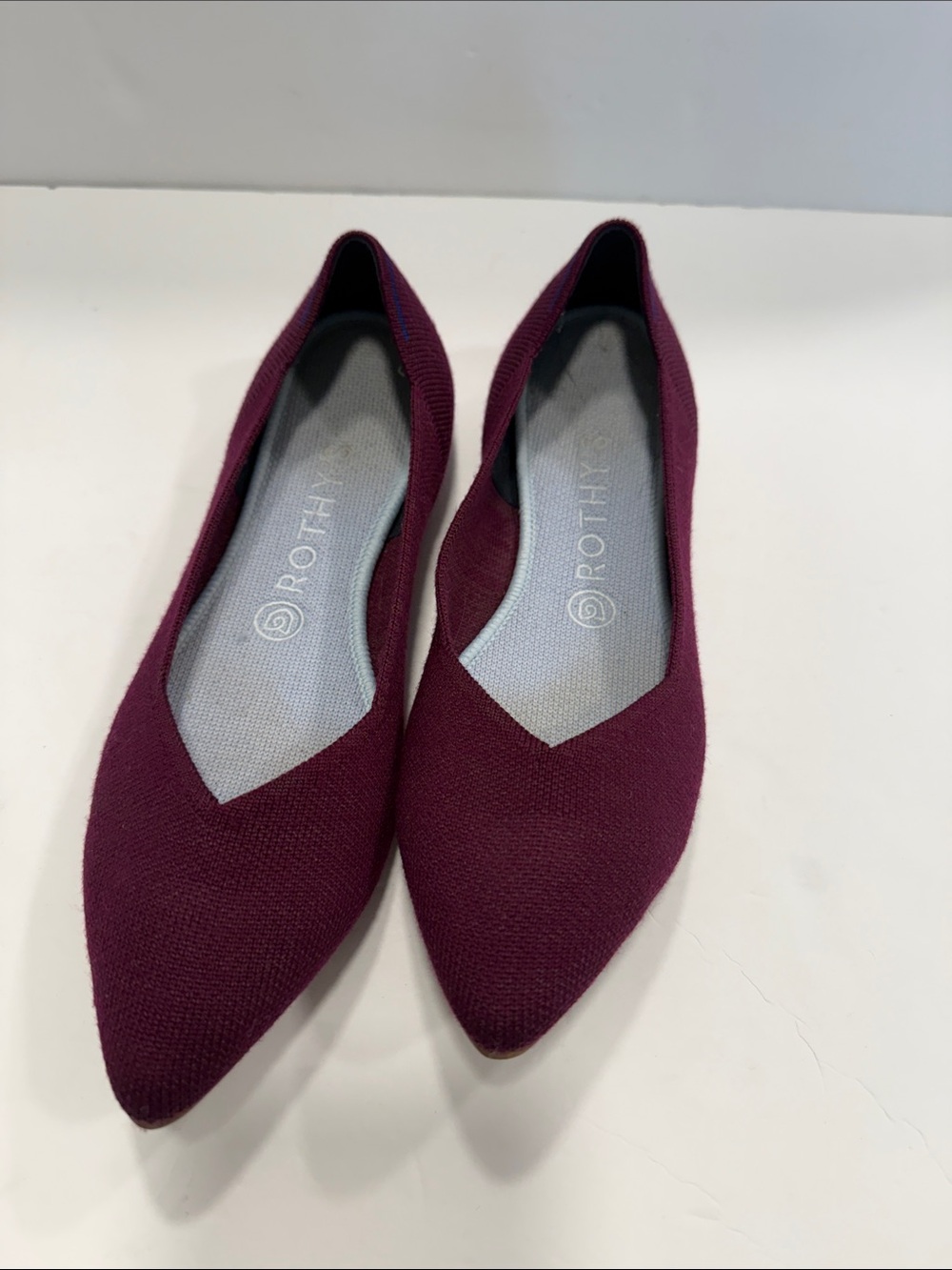 Rothy's Pointed Knit Flat burgundy size 9